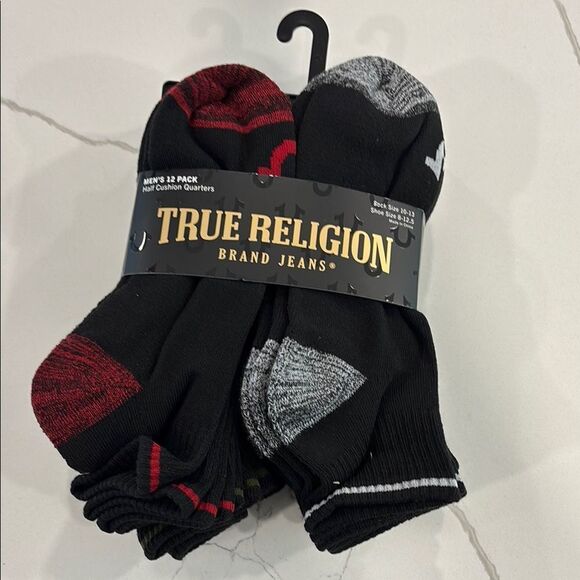 True Religion Black and Gray Athletic Socks 12 pair - Picture 1 of 2